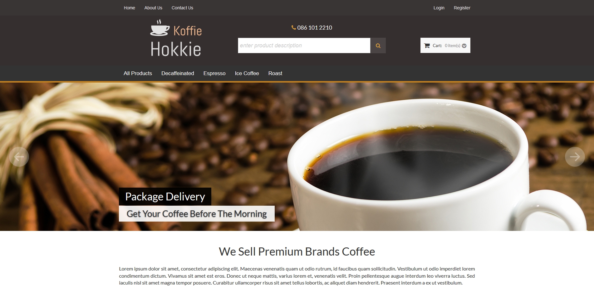 Koffie Hokkie, eSolve eCommerce Template
